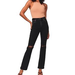 NWT Abercrombie Fitch Jeans Women's Black Ultra High Rise Ankle Straight 32/14S